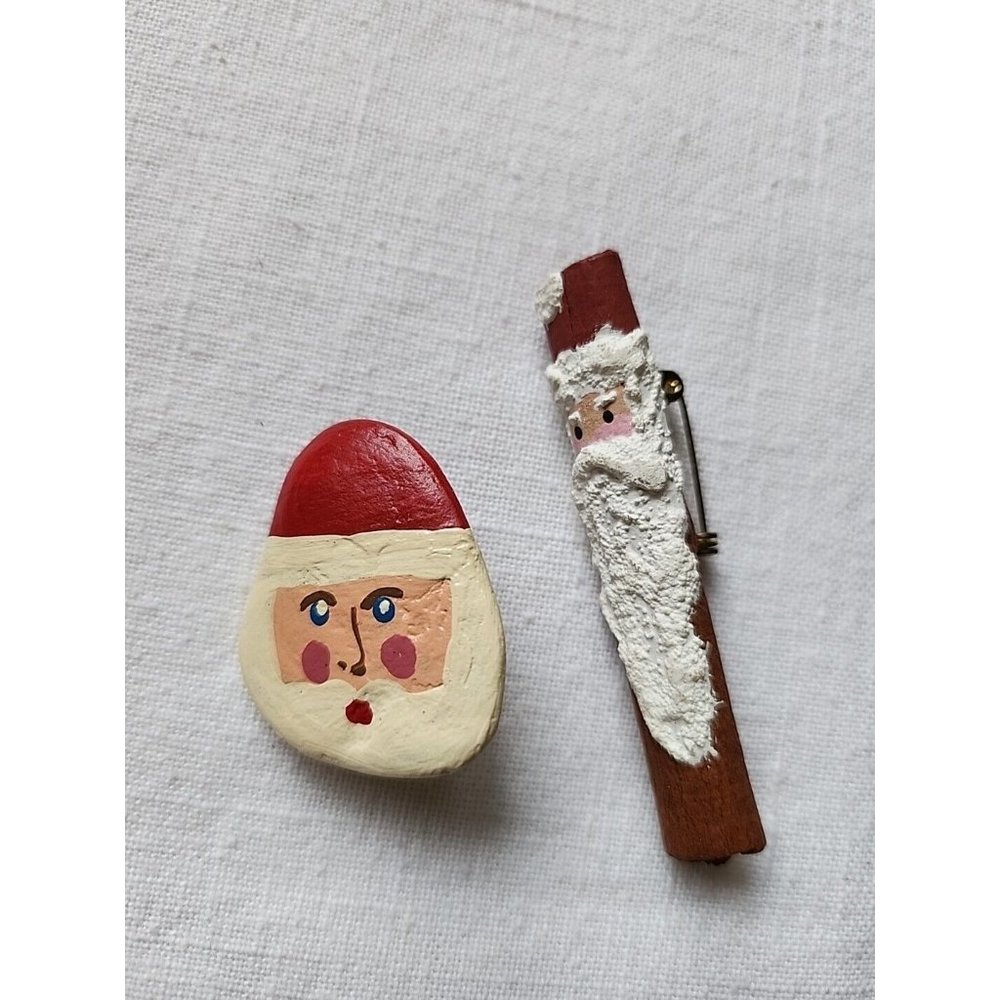 Handmade Santa Pins - Cinnamon stick and stone
